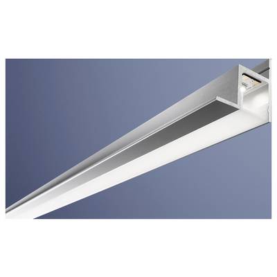 Elegantní, moderní lineární LED svítidlo s kovovou skříní a jasným osvětlením na modrém pozadí.