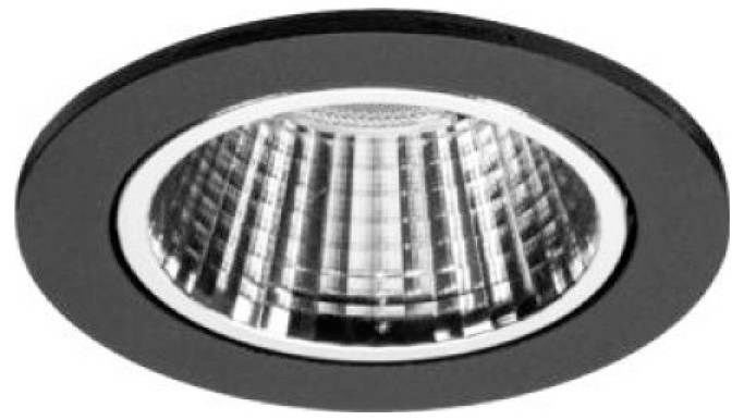 Kulatá černá vestavná stropní lampa s reflexní vnitřní plochou