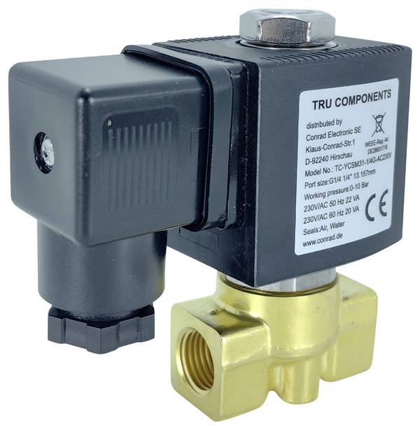 TRU COMPONENTS přímo řízený ventil TC-14211684 TC-YCSM31-1/4G-AC230 230 V/AC G 1/4 Jmenovitá vzdálenost 8 mm  1 ks