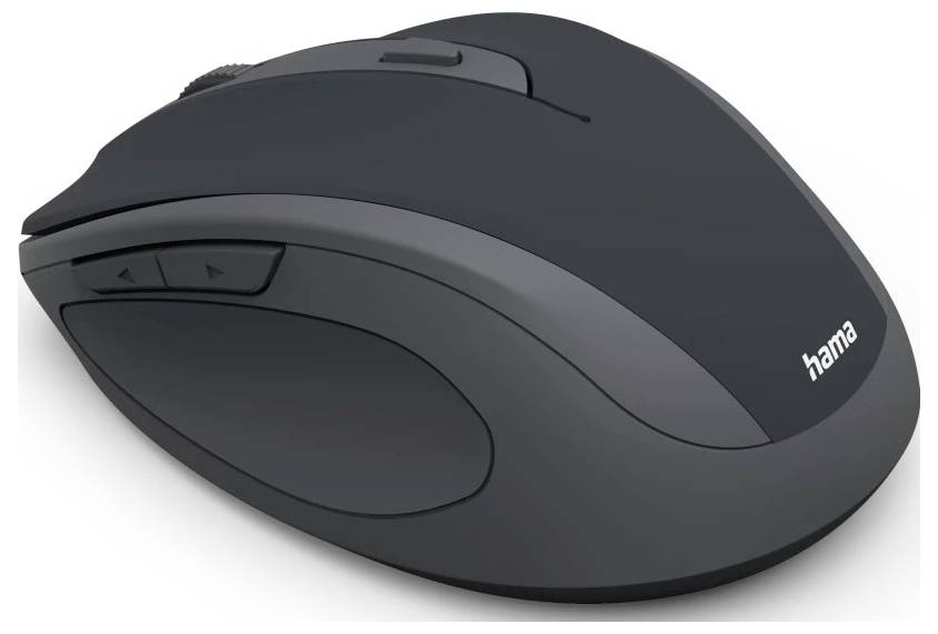 Bezdrátová počítačová myš s elegantním ergonomickým designem a postranními tlačítky pro dodatečné funkce.