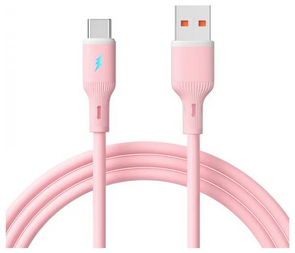 Akyga USB kabel USB 2.0 USB-A zástrčka, USB-C ® zástrčka 1 m růžová s LED AK-USB-61