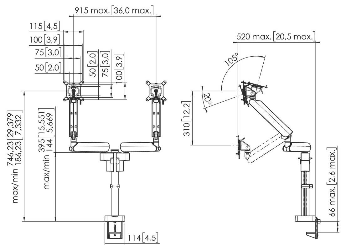 Vogel's MOMO 4237 držák na stůl pro monitor 2 Displej: (s) 25,4 cm (10") - 86,4 cm (34") bílá nastavitelná výška, otočný-7