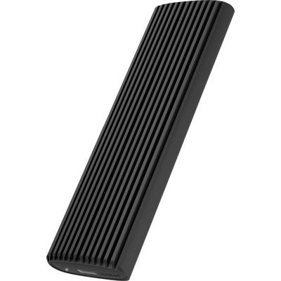 Elegantní, černý, žebrovaný externí pevný disk s portem USB-C na jednom konci, navržený pro vysoce rychlostní ukládání a přenos dat.