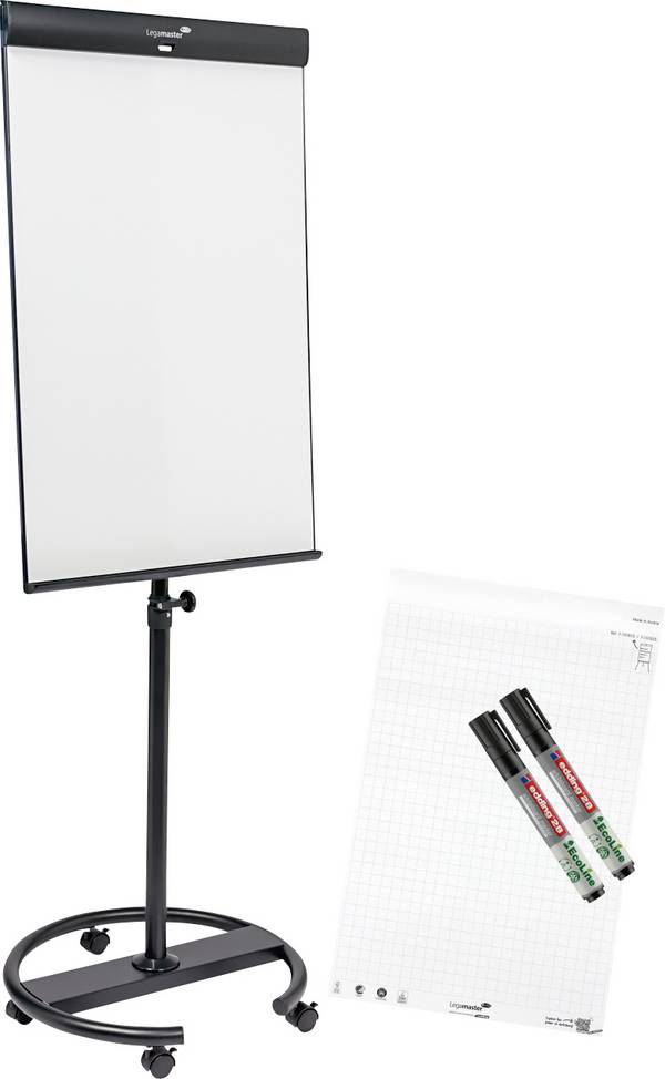 Legamaster mobilní flipchart SKETCH PRO (š x v x h) 680 x 2050 x 640 mm  omyvatelný, popisovatelný, výškově nastavitelný, vč. držáku bloku 7-153610