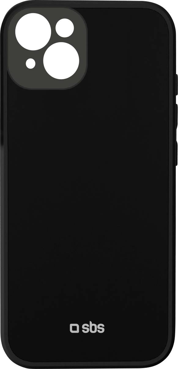 Černý kryt telefonu SBS s výřezy pro fotoaparát, navržený pro chytrý telefon, pohled zezadu.