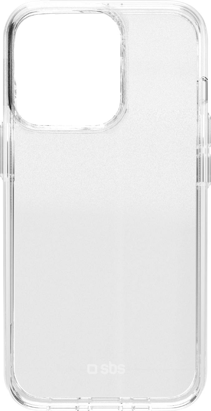 Průhledný kryt telefonu s výřezy pro fotoaparát a tlačítka, s minimalistickým designem a logem v dolní části.