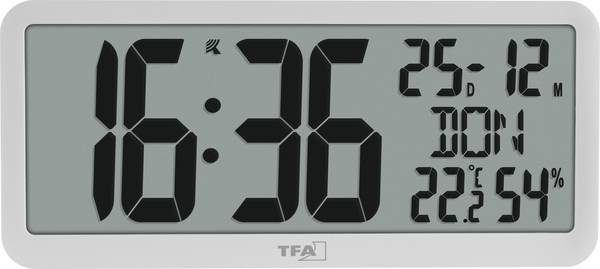 TFA Dostmann 60.4525.02 DCF nástěnné hodiny 356 mm x 27 mm x 161 mm , bílá, velký displej