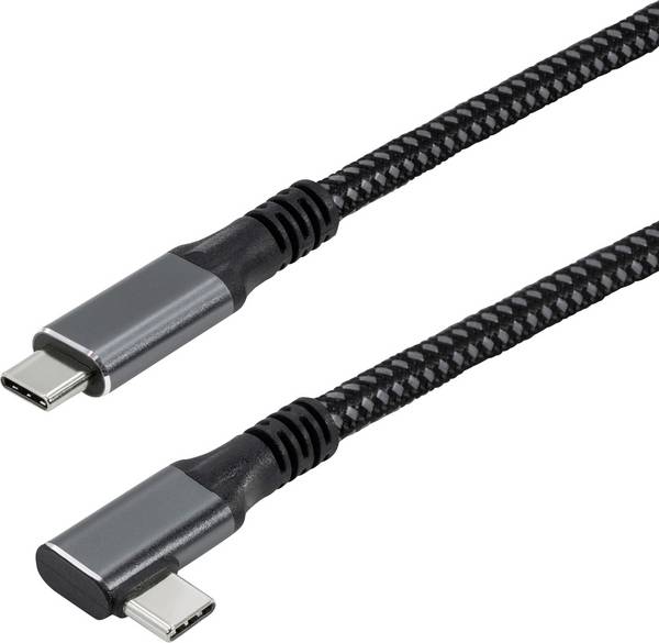 Maxtrack USB kabel  USB 3.2 Gen2 USB-C ® zástrčka 2 m černá oboustranně zapojitelná zástrčka, pozlacené kontakty, 90° zatočeno doleva C531-2WL