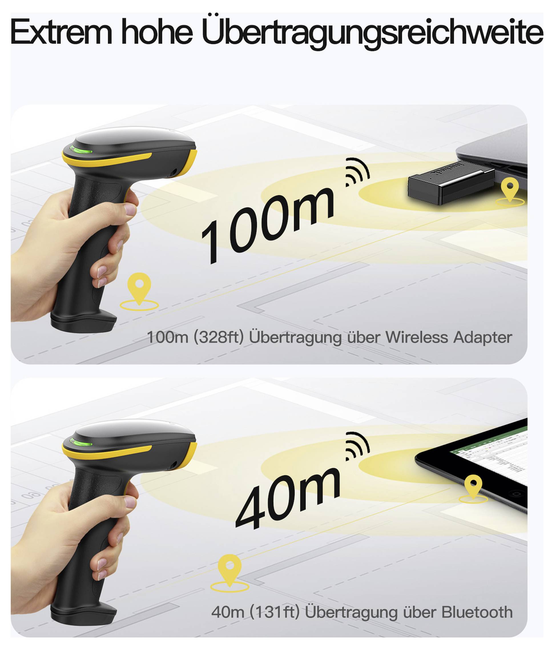 inateck BCST-35_black skener čárových kódů Bluetooth 1D, 2D LED Černá ruční skener vč. stojánku-6