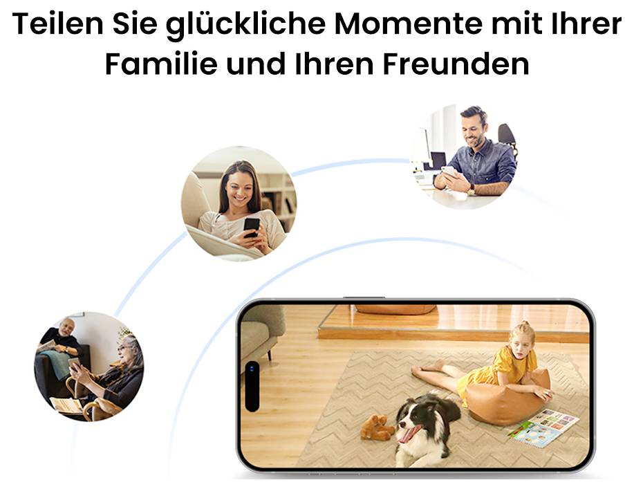 Sdílejte šťastné okamžiky se svou rodinou a přáteli. Obrázek ukazuje lidi komunikující pomocí chytrých telefonů.