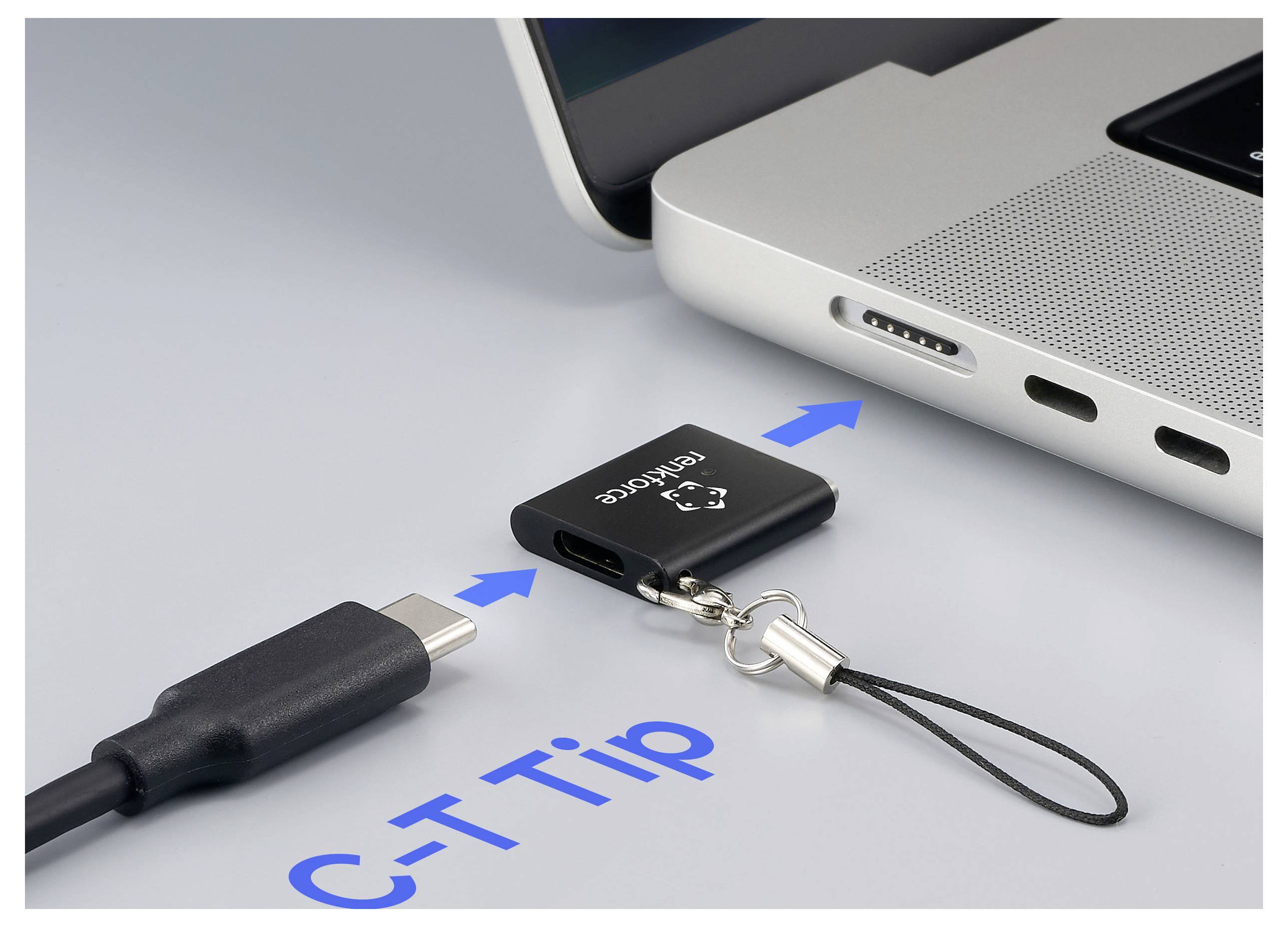 USB Type-C adaptér připojovaný k notebooku.