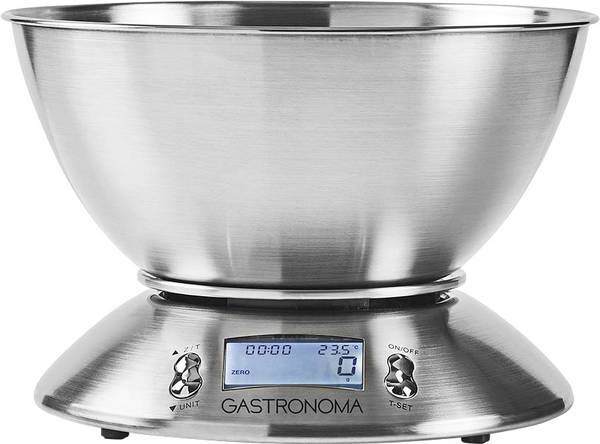 Gastronoma 18310021 digitální kuchyňská váha digitální digitální, s odměrnou mísou Max. váživost=5 kg stříbrná 215 x 215 x 314