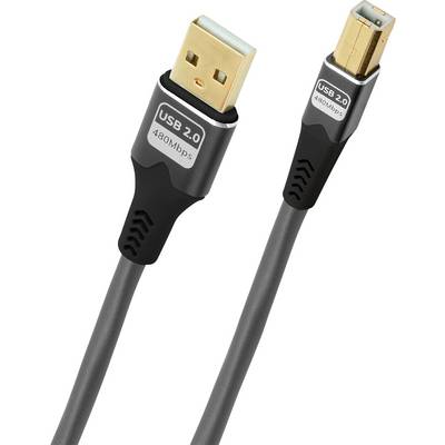 USB 2.0 kabel se zlatem potaženými konektory, označený pro datový přenos 480 Mb/s, s podporou standardního propojení USB-A na USB-B.