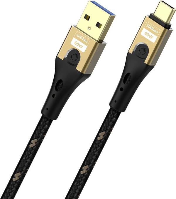 Oehlbach USB kabel USB-A zástrčka, USB-C ® zástrčka 0.5 m černá/zlatá stínění pletivem D1C9550