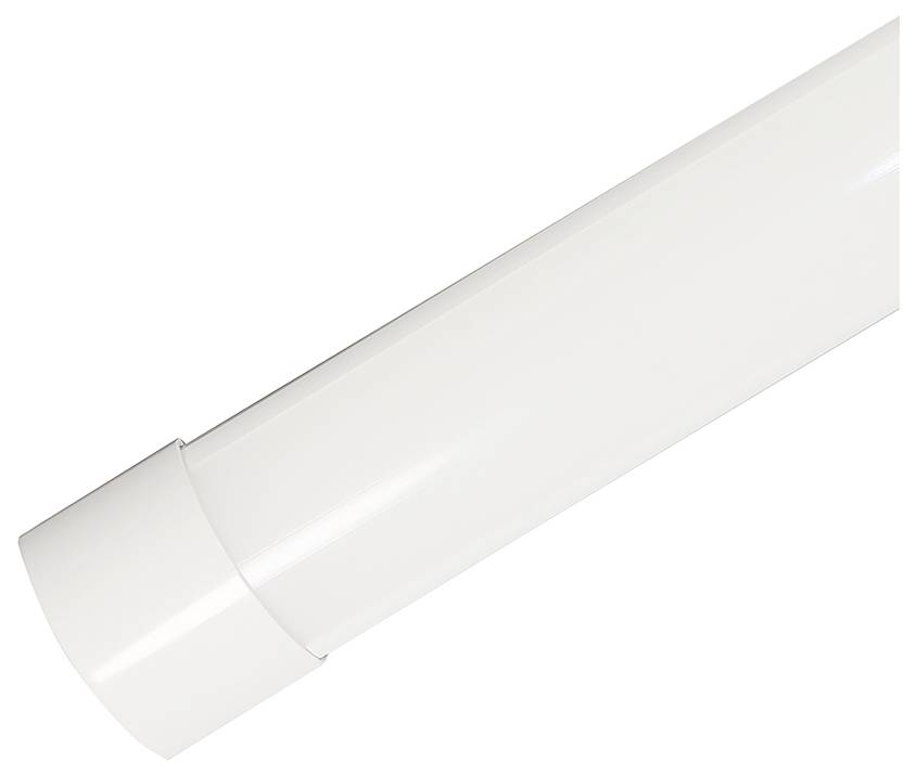 Detailní pohled na bílý válcovitý předmět s hladkým povrchem, pravděpodobně trubka nebo trubice, zobrazený na jednoduchém bílém pozadí.