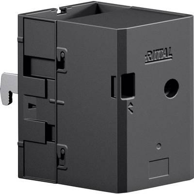 Černá obdélníková elektronická komponenta s detailně opracovanými hranami a viditelným kovovým klíčem na straně, označená nápisem "Rittal" na horním povrchu.