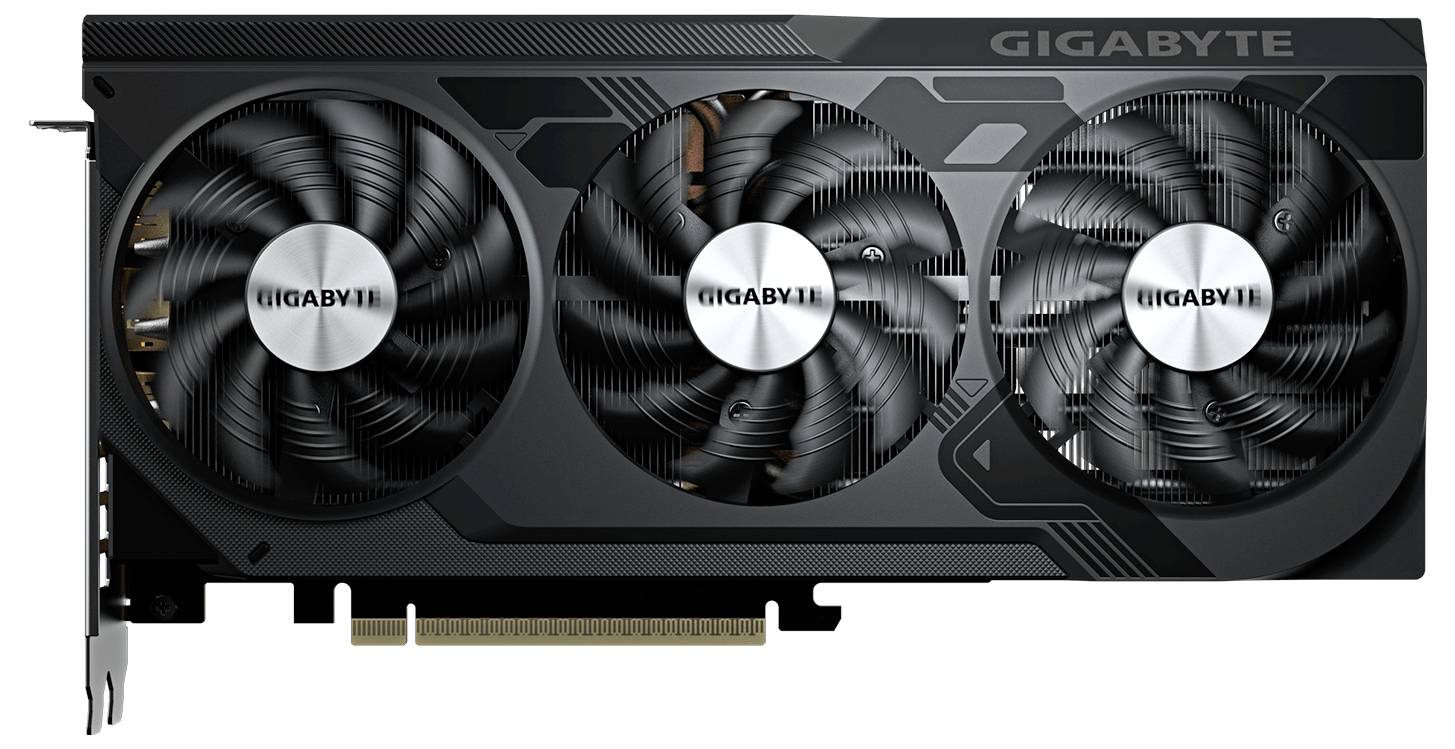 Grafická karta se třemi chladicími ventilátory značky GIGABYTE.