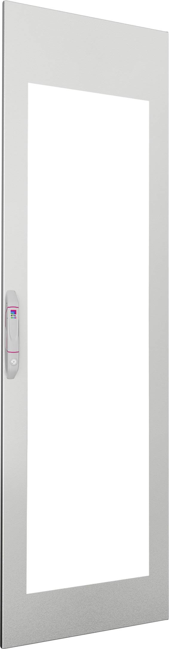 Elegantní, moderní skleněné dveře s tenkou kovovým rámem a integrovanou boční klikou, zdůrazňující minimalistický design.