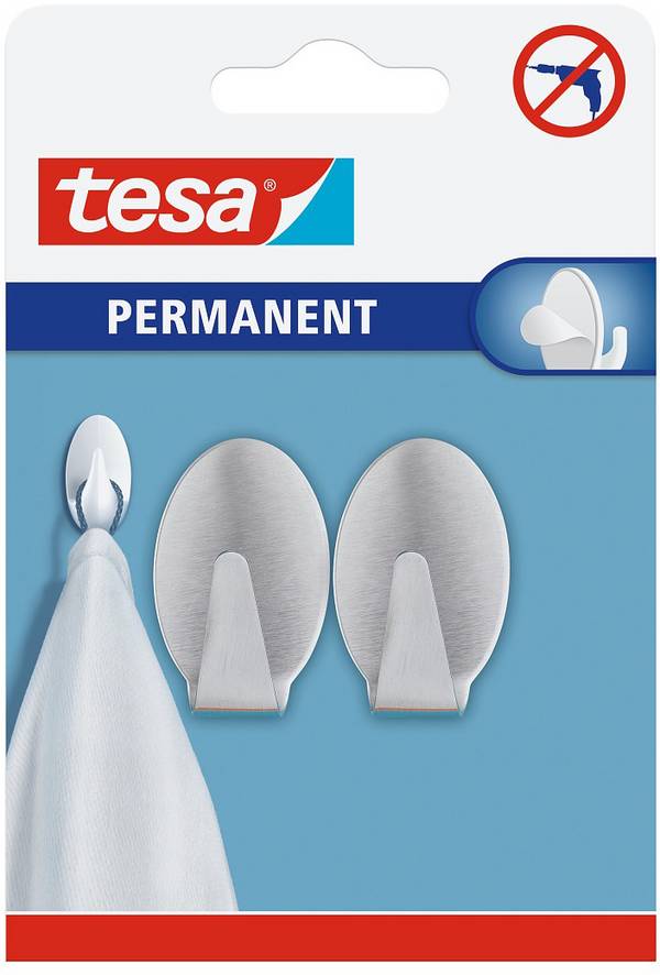 tesa  TESA® Permanent Haken Oval – kov   Množství: 1 ks
