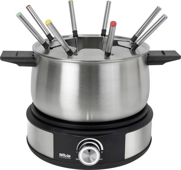 Silva PK-F 140 fondue 1500 W ochrana proti přehřátí, 8 napichovátek na fondue černá, nerezová ocel