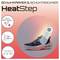 Sportovní bota s elektrickým ohřívačem bot. Text: 'Ohřívač a sušič bot', 'HeatStep'. Funkce: antibakteriální, teplota 50-60°C, časovač 3-9 hodin.