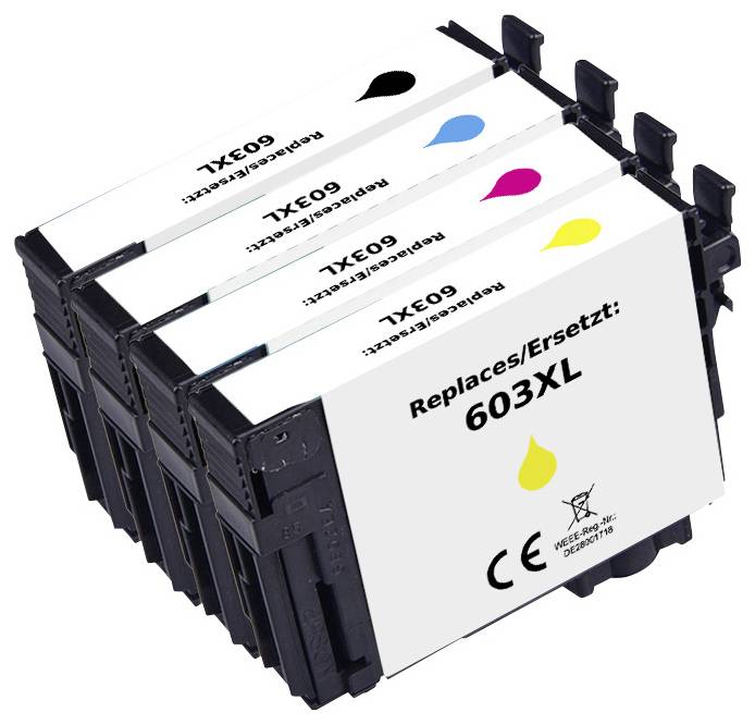 Renkforce Ink náhradní Epson 603XL, T03A6, T03A1, T03A2, T03A3, T03A4 kompatibilní kombinované balení černá, azurová, pu-0