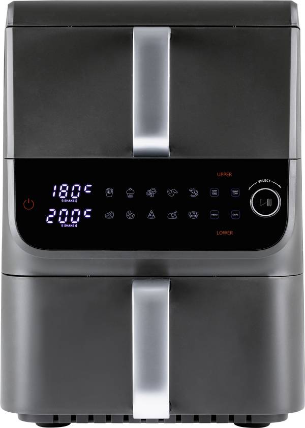 GourmetMaxx 16404 horkovzdušná fritéza 10 l 2500 W nepřilnavý povlak, bez BPA, Cool touch pouzdro, Digitální časovač, funkce grilování, horkovzdušný, multifunkční, recirkulační funkce, ochrana proti přehřátí, s displejem antracitová