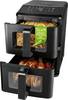 GourmetMaxx 19129 horkovzdušná fritéza 10 l 2400 W nepřilnavý povlak, bez BPA, Cool touch pouzdro, Digitální časovač, funkce grilování, horkovzdušný, multifunkční, recirkulační funkce, ochrana proti přehřátí, s displejem černá, nerezová ocel