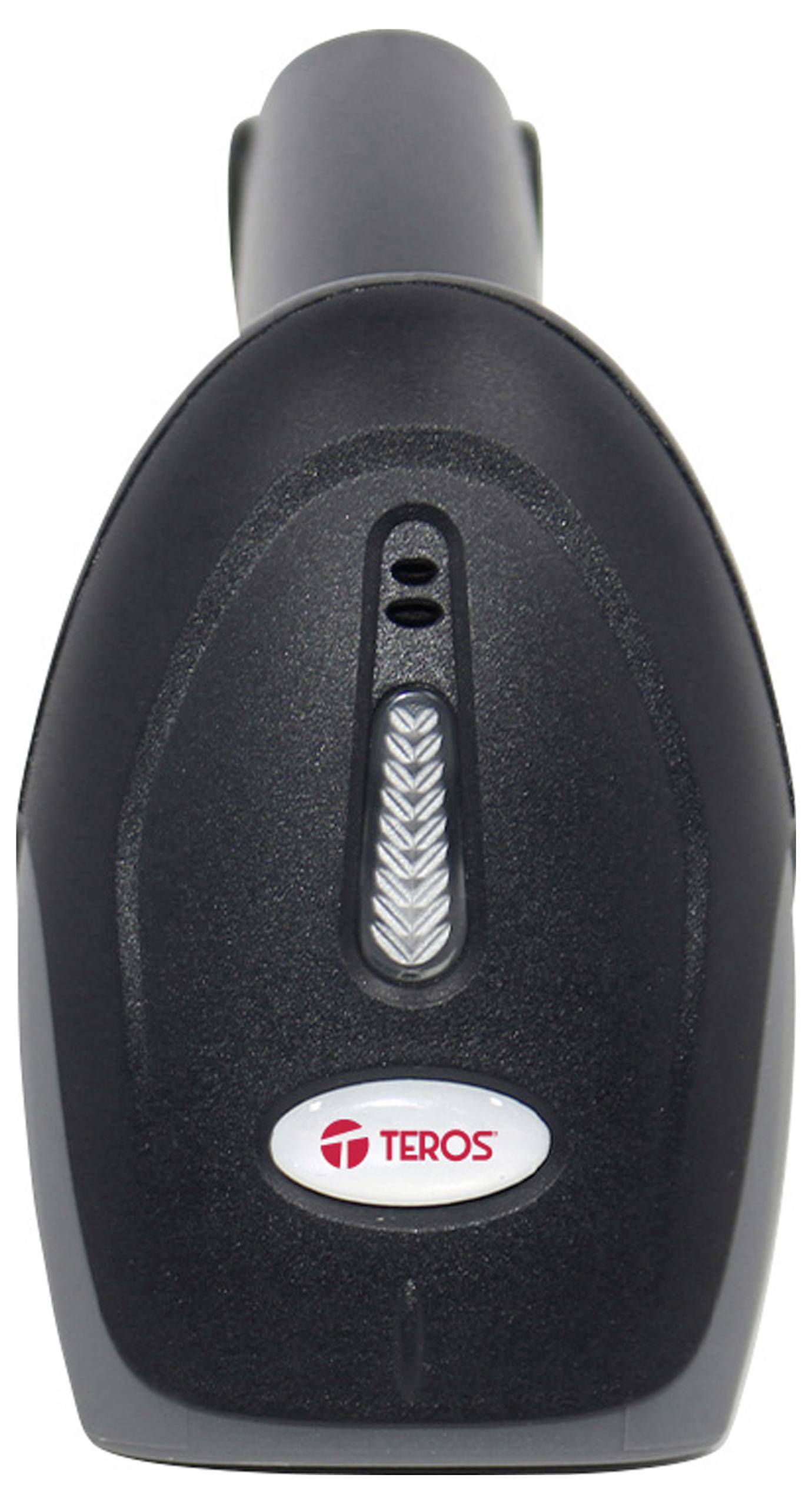Černý laserový skener čárových kódů značky 'TEROS' s viditelným senzorem na přední straně.