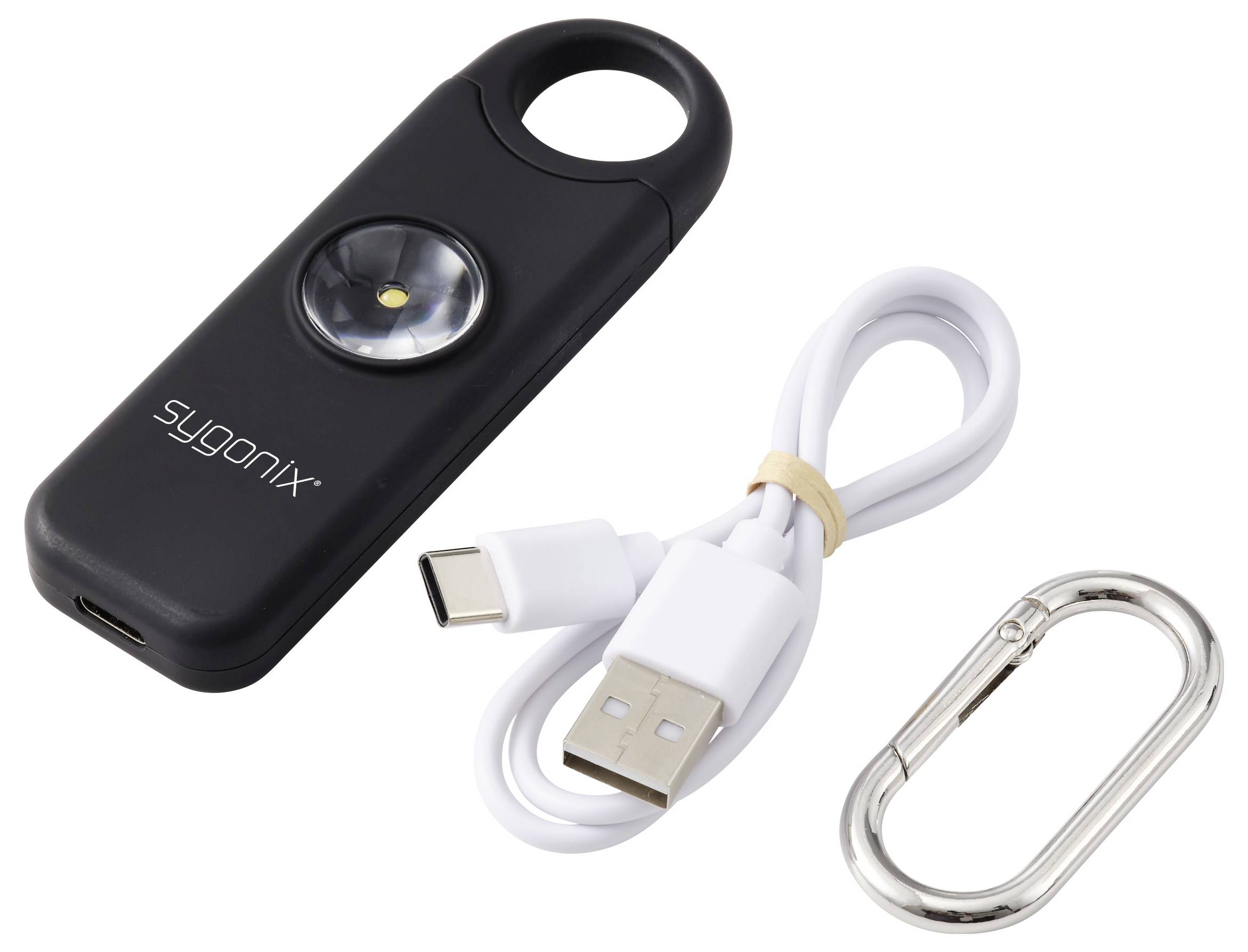 Sygonix kapesní alarm černá s LED 130 dB SY-7187884-3
