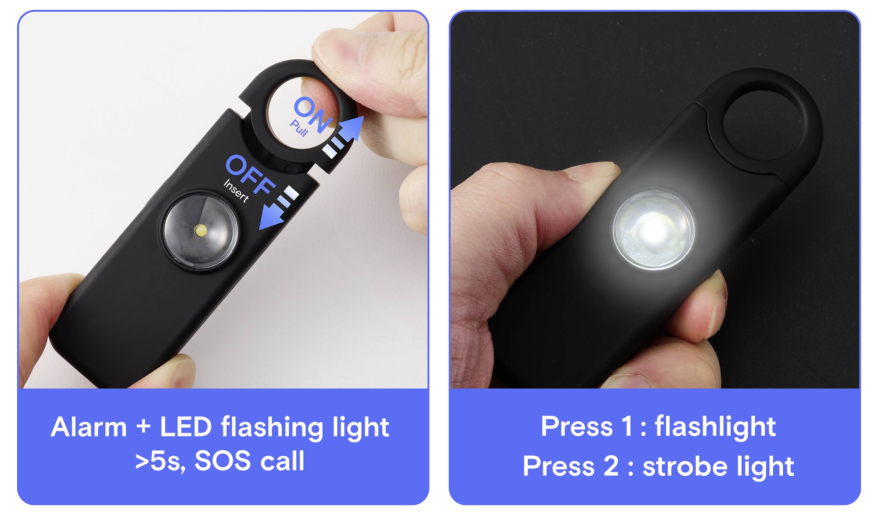 Sygonix kapesní alarm černá s LED 130 dB SY-7187884-5