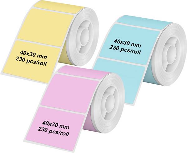 Olympia etikety (role) 40 x 30 mm papír thermodirekt  vícebarevná, růžová, modrá, žlutá 3 ks trvalé 6323 univerzální etikety