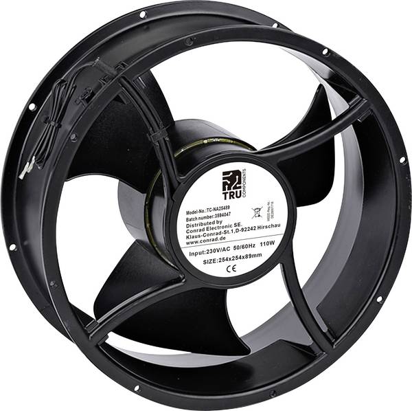 TRU COMPONENTS TC-NA25489 axiální ventilátor, 230 V/AC, 1528 m³/h, (d x š x v) 254 x 254 x 89 mm, TC-14376188