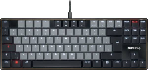 CHERRY CHERRY TAS KC 500 MX LP Corded, Mechanic kabelový klávesnice německá, QWERTZ černá, šedá