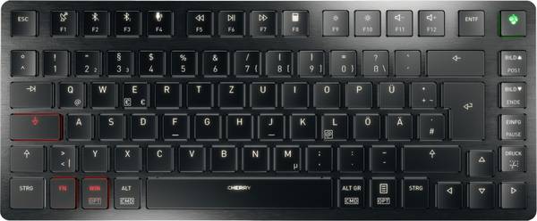 CHERRY CHERRY TAS KEY KW X ULP 2.0 Mini Wireles USB, kabelový, bezdrátový, bezdrátový, Bluetooth® klávesnice německá, QWERTZ černá s podsvícením