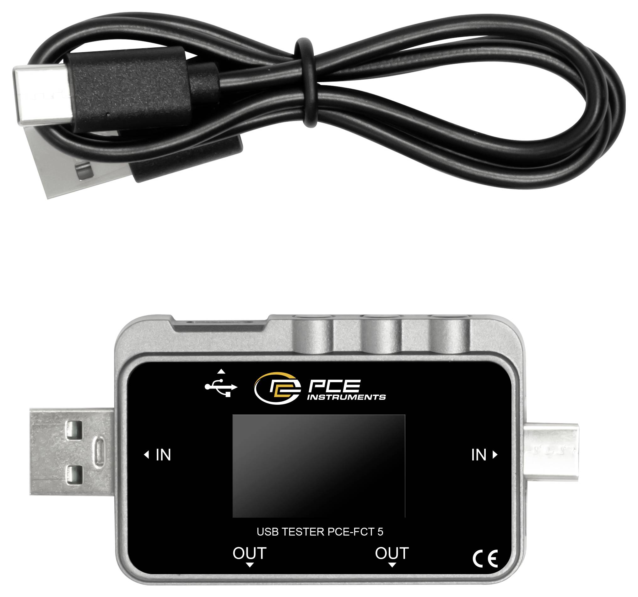 Kabel USB a měřák USB PCE Instruments s displejem a porty IN/OUT