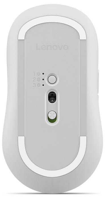 Bílé zařízení Lenovo se středovým tlačítkem a třemi malými indikátory označenými '10', '20' a '30', případně naznačujícími různá nastavení nebo režimy.