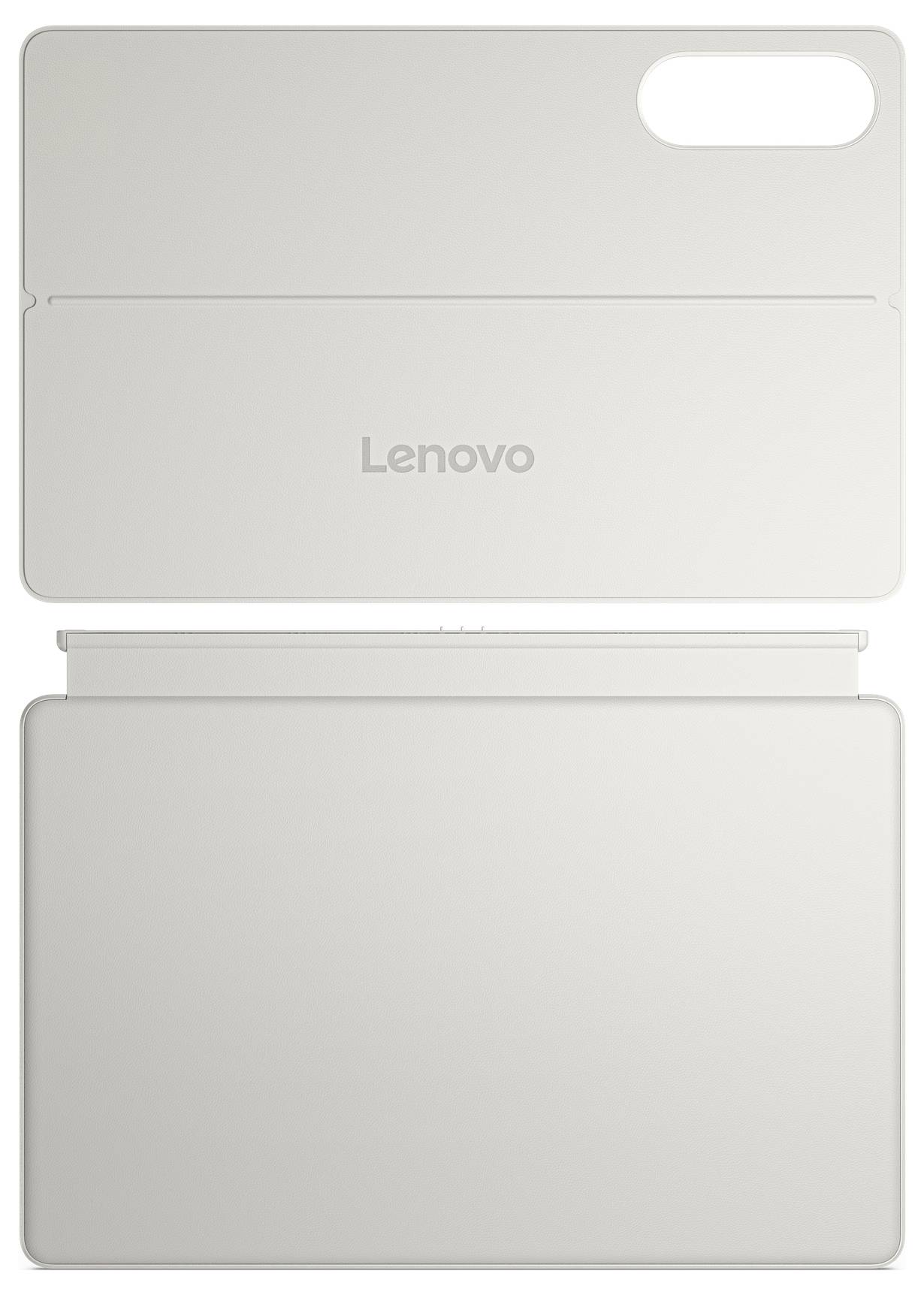 Pouzdro na tablet Lenovo v barvě světle šedá s výřezem na kameru a skládacím stojánkem, poskytující ochranu a podporu pro sledování.