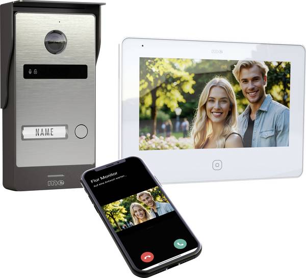 m-e modern-electronics ALL-V10S-M7W-IPS Wi-Fi, dvoulinkový domovní video telefon bílá/ocelová, 41499