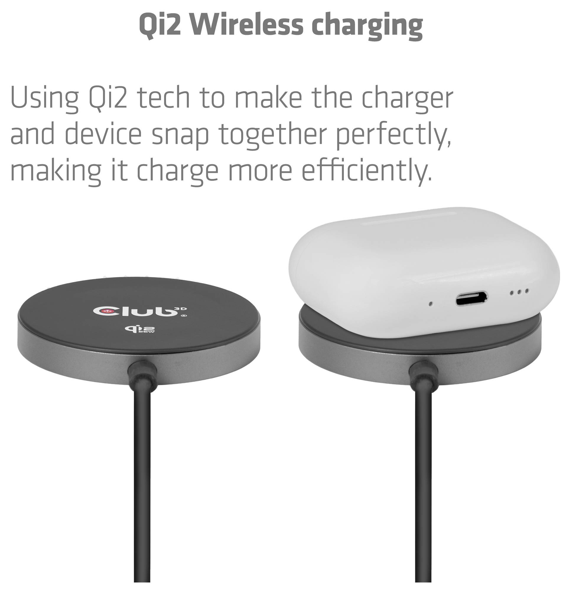 club3D bezdrátová indukční nabíječka 25 W Qi2 USB-C 25Wa CAC-3027 Výstup Qi standard černá-5
