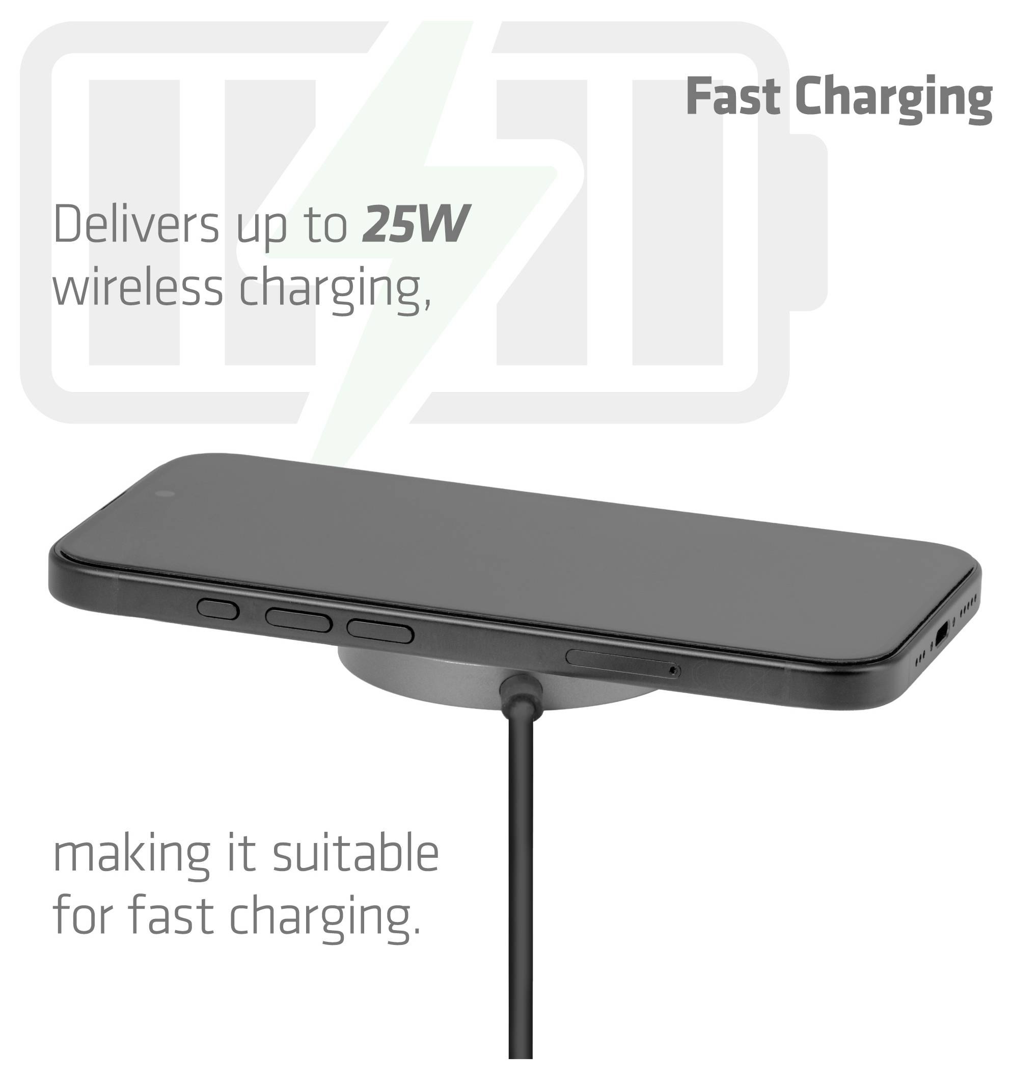 club3D bezdrátová indukční nabíječka 25 W Qi2 USB-C 25Wa CAC-3027 Výstup Qi standard černá-6