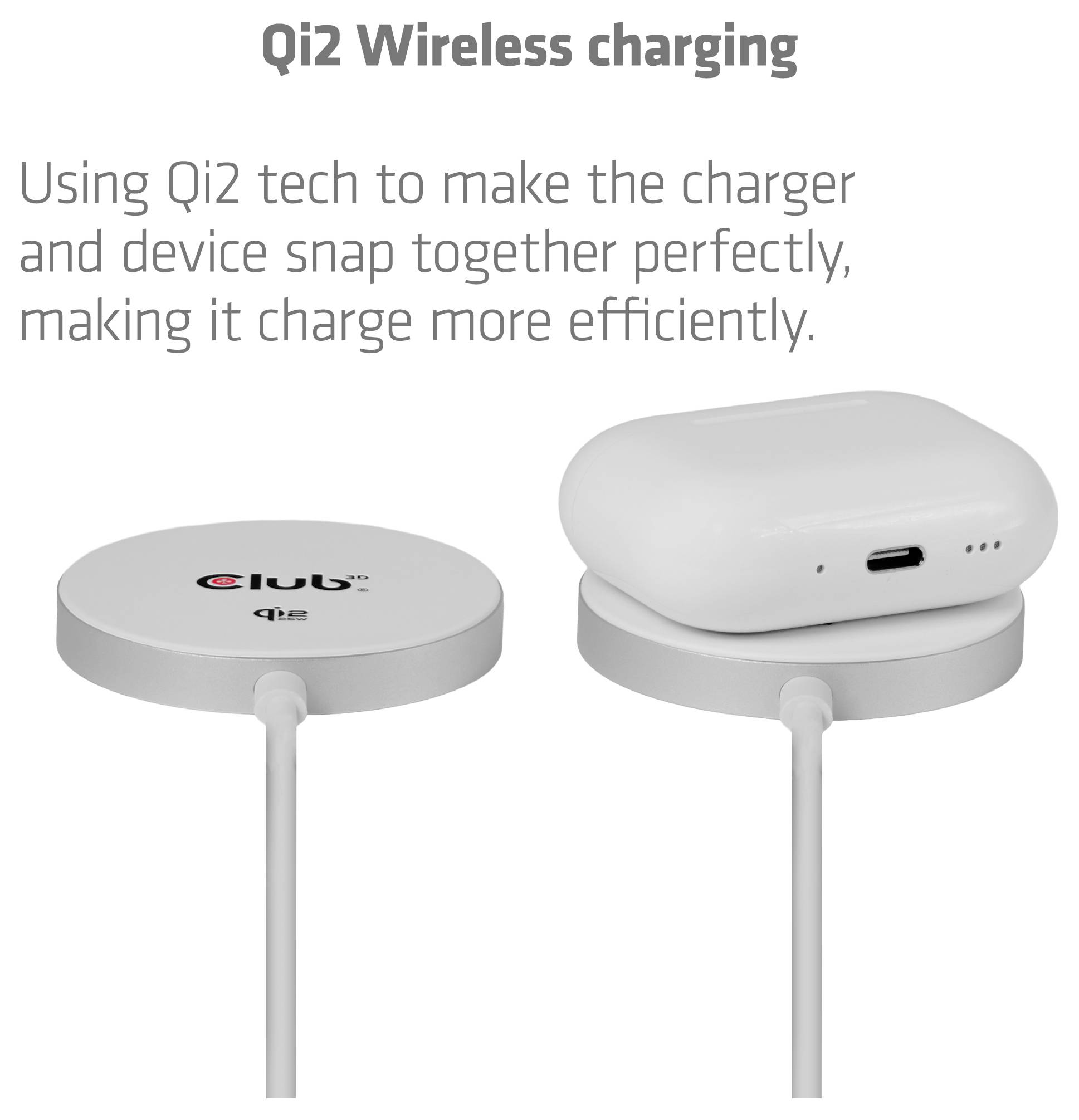 club3D bezdrátová indukční nabíječka 25 W Qi2 USB-C 25Wa CAC-3026 Výstup Qi standard bílá-5
