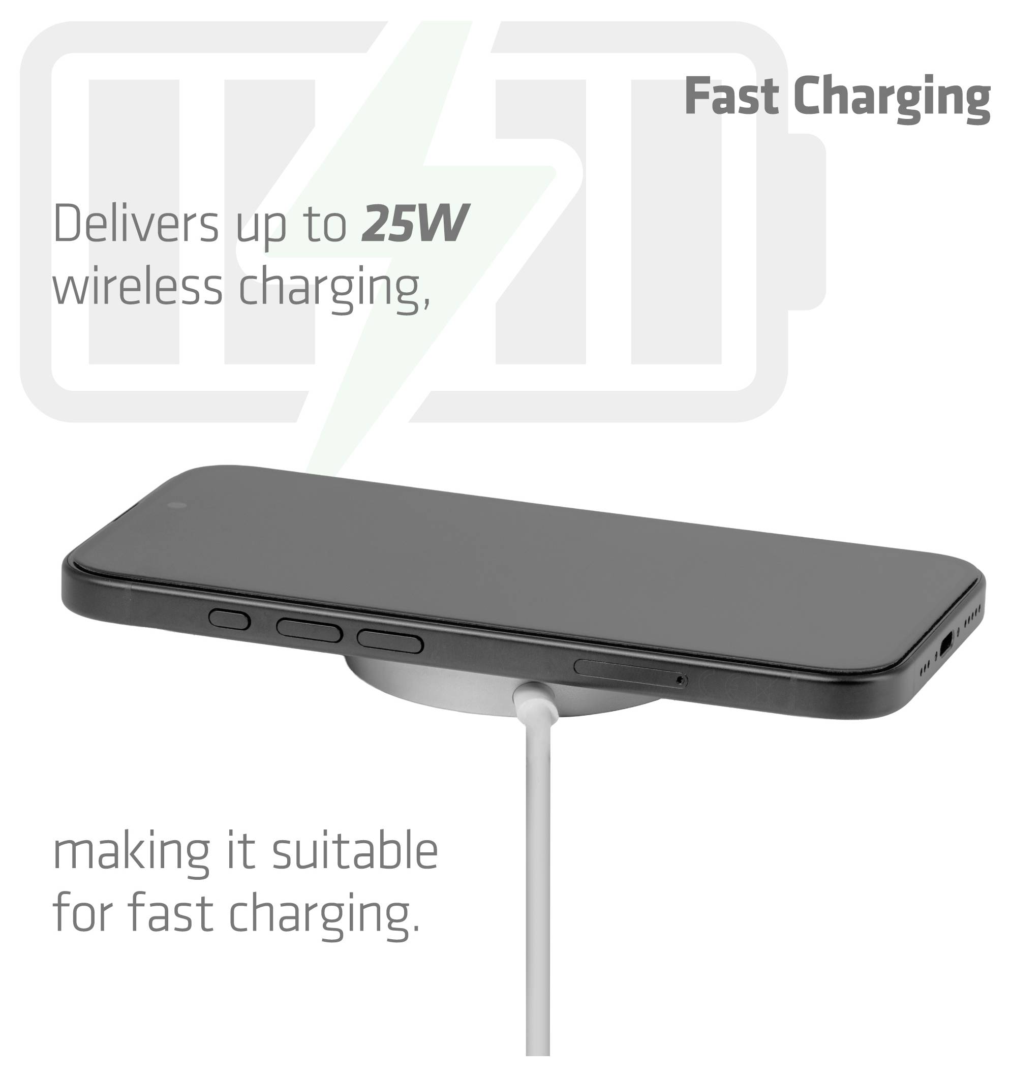 club3D bezdrátová indukční nabíječka 25 W Qi2 USB-C 25Wa CAC-3026 Výstup Qi standard bílá-6