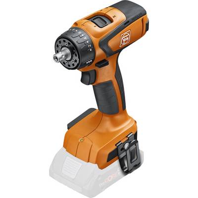 Oranžová bezdrátová vrtačka s černou rukojetí, nastavitelnými parametry a baterií na základně. Vhodná pro kutilské práce.