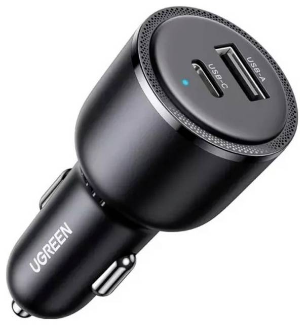 UGREEN EC701 63W Car Charger 1A1C Nabíječka do auta, USB Power Delivery (USB-PD) , 1x USB A , 1x USB-C®, 63 W, Adaptivní rychlé nabíjení, Rychlé nabíjení, PPS, Power Delivery 3.0, černá