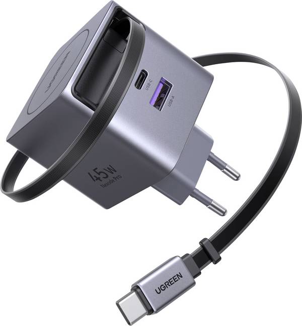 UGREEN Nexode Pro X614 45W GaN Charger USB nabíječka, GaN, 2x USB-C®, 1x USB A , 45 W, QC 2,0, QC 3.0, QC 4+, Power Delivery 3.0, PPS, šedá