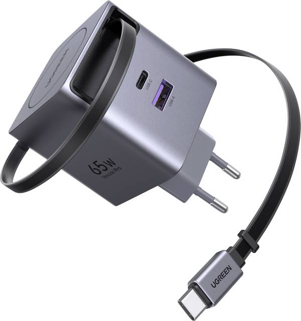 UGREEN Nexode Pro X615 65W GaN Charger nabíjecí adaptér, GaN, 2x USB-C®, 1x USB A , 65 W, QC 2,0, QC 3.0, QC 4+, Power Delivery 3.0, PPS, šedá