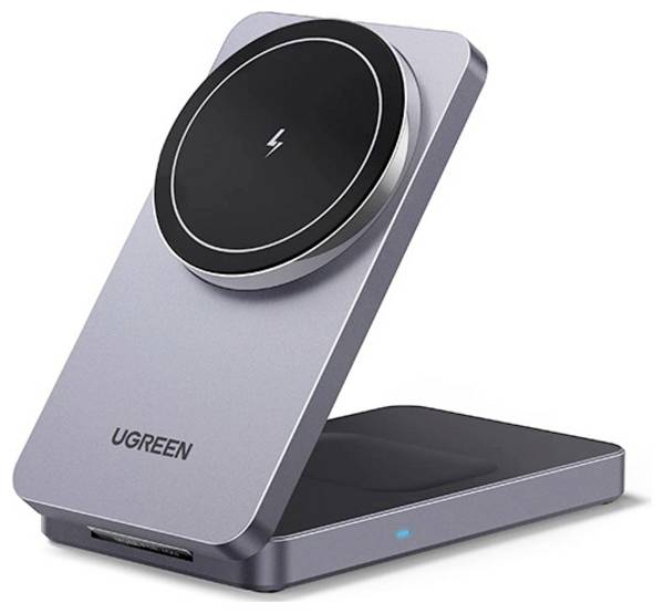 UGREEN bezdrátová indukční nabíječka 7.5 W W528 Magnetic Charger 2-in-1 45056  Výstup Qi standard šedá