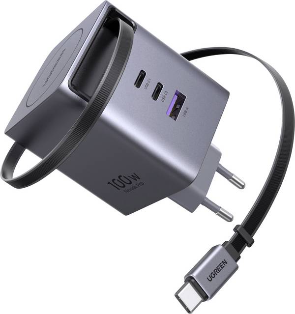 UGREEN Nexode Pro X616 100W GaN Fast Charger nabíjecí adaptér, GaN, 2x USB-C®, 1x USB A , 100 W, QC 2,0, QC 3.0, QC 4+, Power Delivery 3.0, PPS, šedá