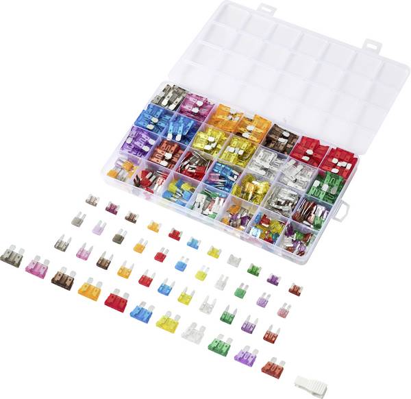 TRU COMPONENTS 360pcs fuse kitTC-14382272 Bezpečnostní sada, 32 V/DC, 2 A, 3 A, 5 A, 7.5 A, 10 A, 15 A, 20 A, 25 A, 30 A, 35 A, 40 A, 1 ks